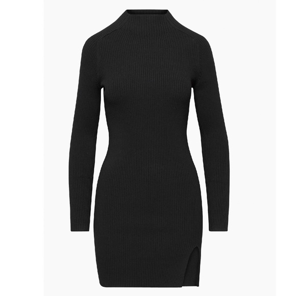 NEW Wilfred ARITZIA Alchemy Mini Dress Slit Hem Ribbed Longsleeve {$110} Sz XS - Picture 1 of 9